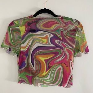 Rainbow Marble Mesh Crop Top